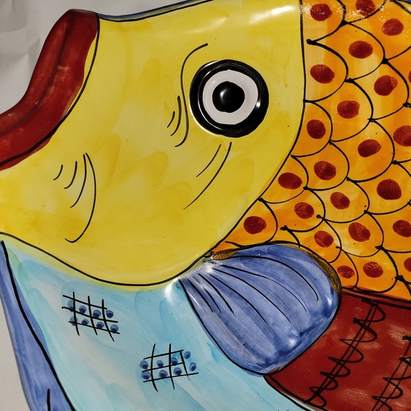 Large VIETRI Italian Pottery Fish Plate Serving Dish - Picture 5 of 10